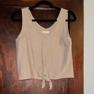 Beige Sleeveless Top with Front Tie